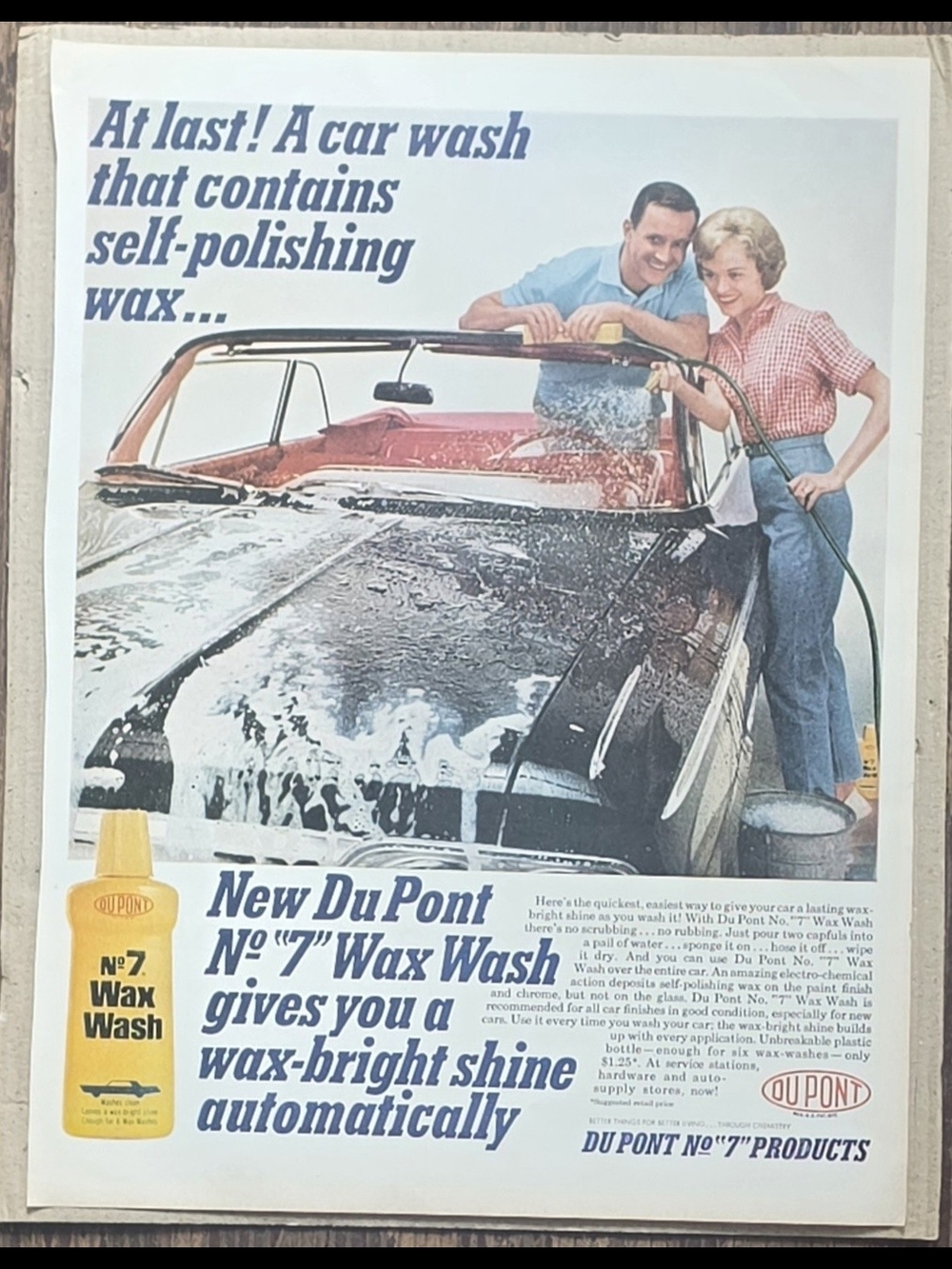 DuPont No. 7 Wax Wash Vintage Car Poster - Black and Red